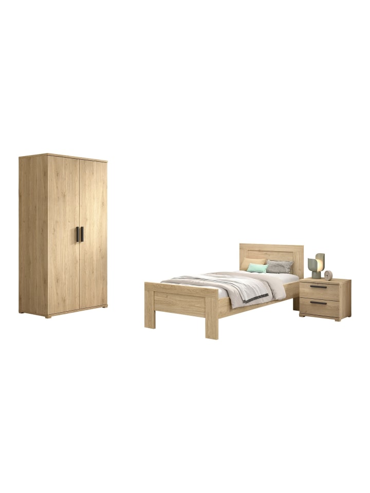 JUGENDZIMMER Set Keelia Eiche Melamin 3tlg Möbel