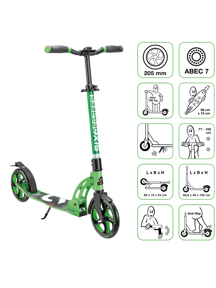 Aluminium Scooter 205 mm in hellgrün