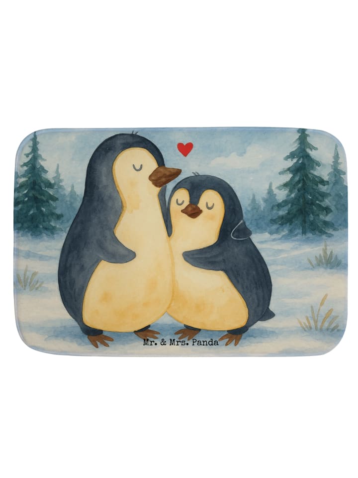 Badezimmerteppich Pinguin umarmen Design ohne S... in Weiß