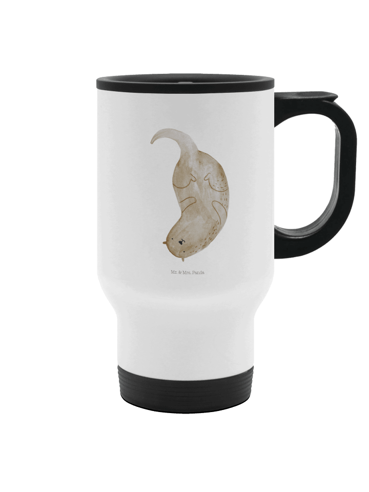 Kaffeebecher Otter Kopfüber ohne Spruch in Weiß