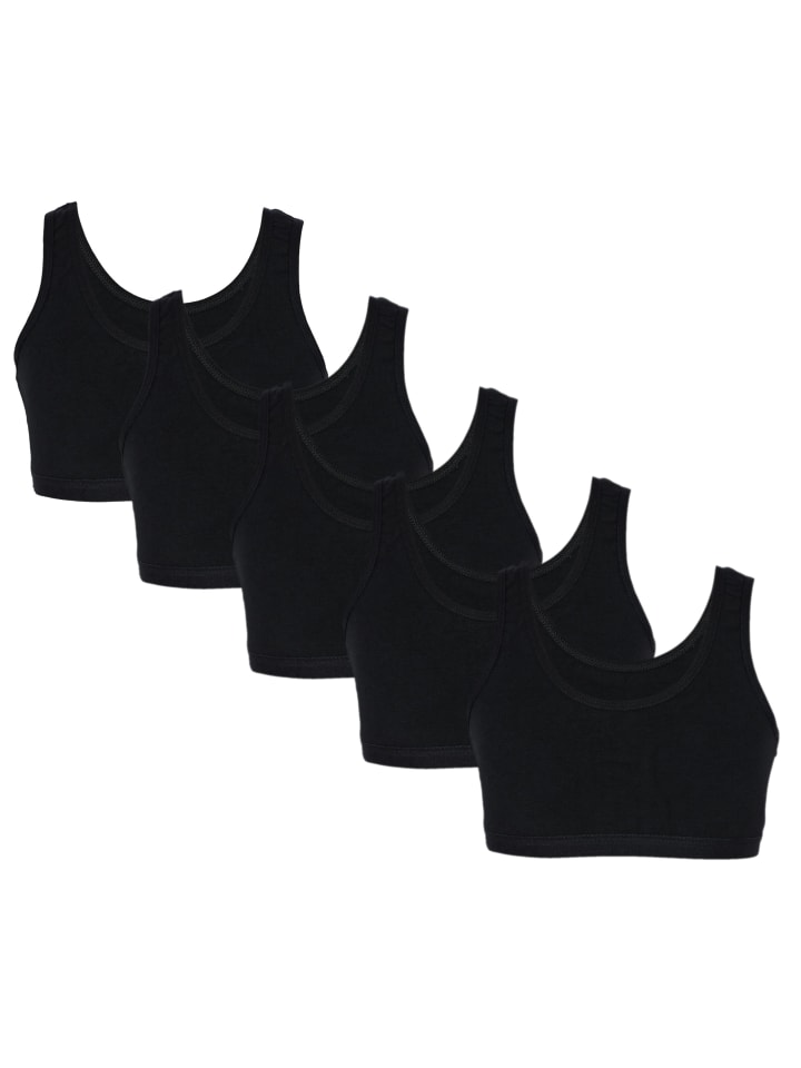 Mädchen Bustier mit breiten Trägern 5er Pack in schwarz