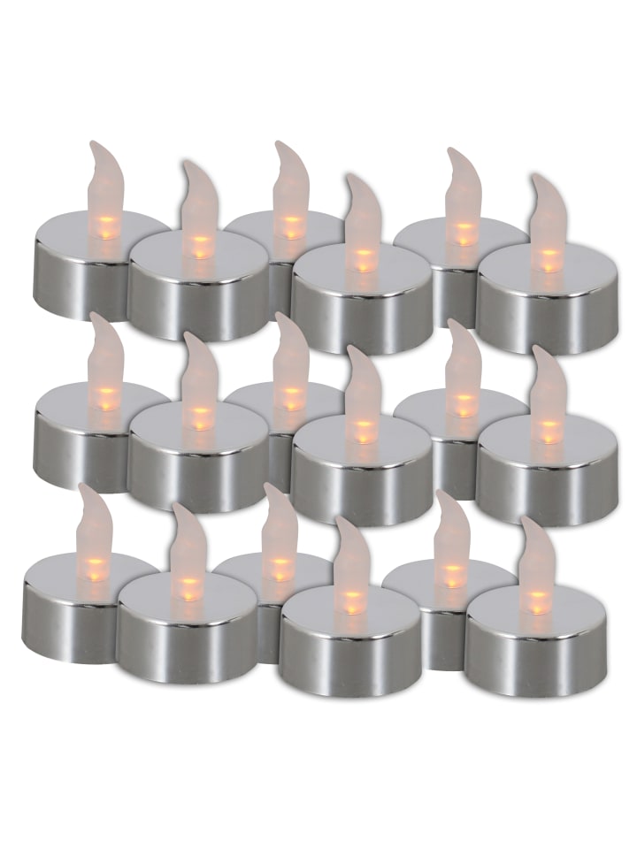 LED Kerze "LED KERZE" in silber - (L)4 cm x (B)4 cm x (H)5 cm