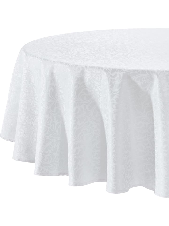 Jacquard, Baumwollmischung, Gewebt Tischdecke Hamm in weiß