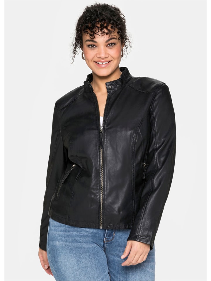 Leder-Jacke in schwarz