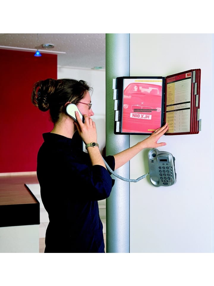 Sichttafelständer Sherpa Wall Wanddisplay mit 10 Tafeln rot/schwarz