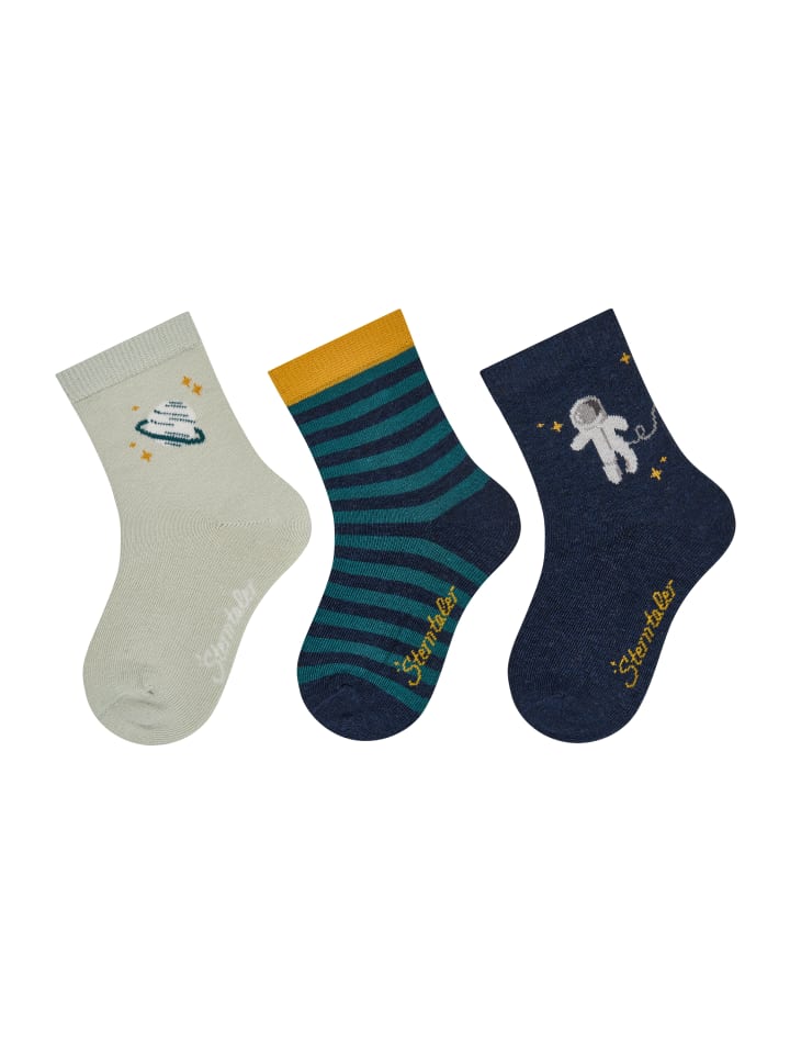 Socken 3er-Pack Planet in puder green