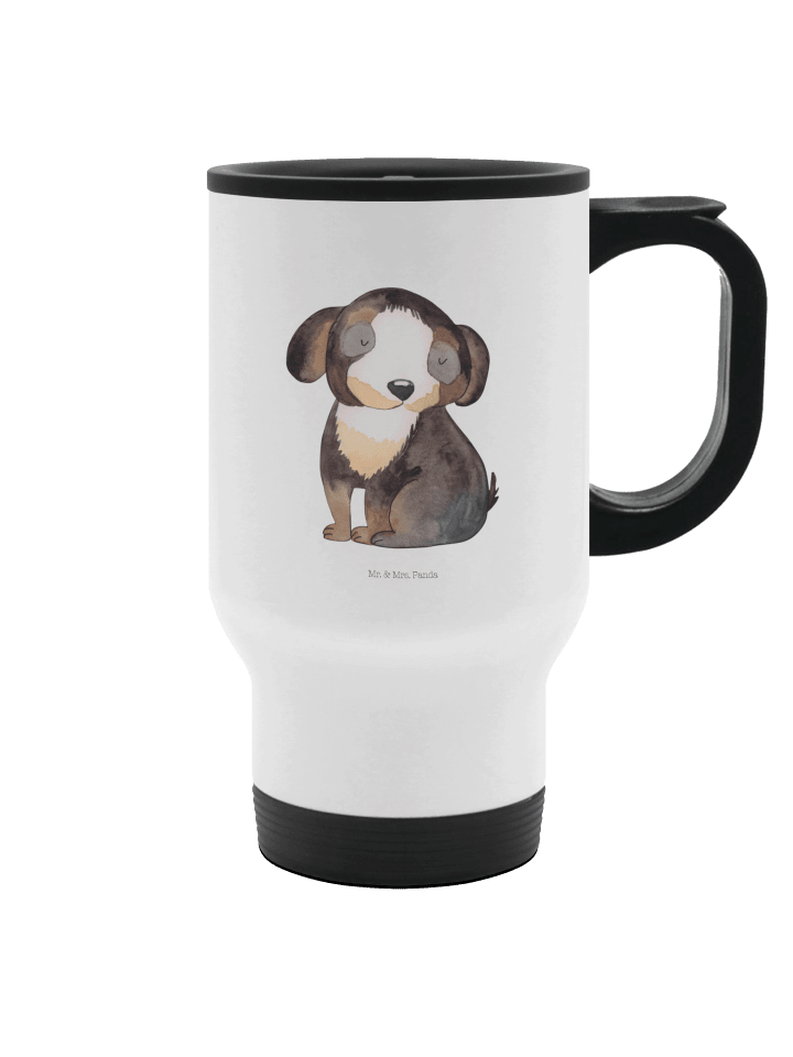 Thermobecher To Go Hund Entspannen ohne Spruch in Weiß