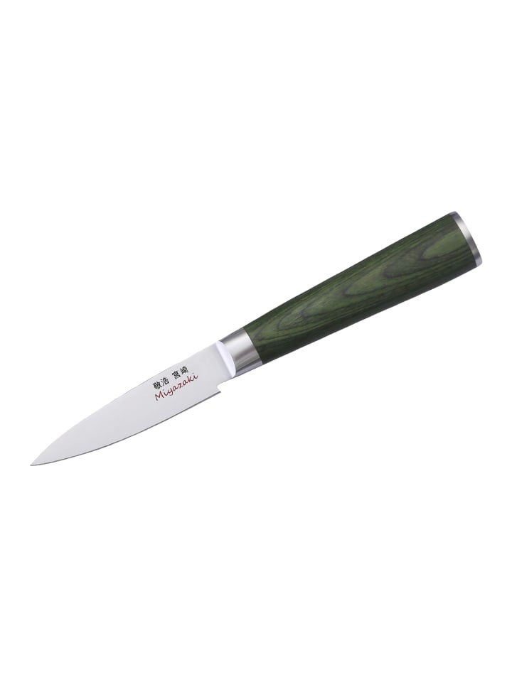 Miyazaki Kodawari Schälmesser 3.5 inch, Griff aus Pakkaholz grün
