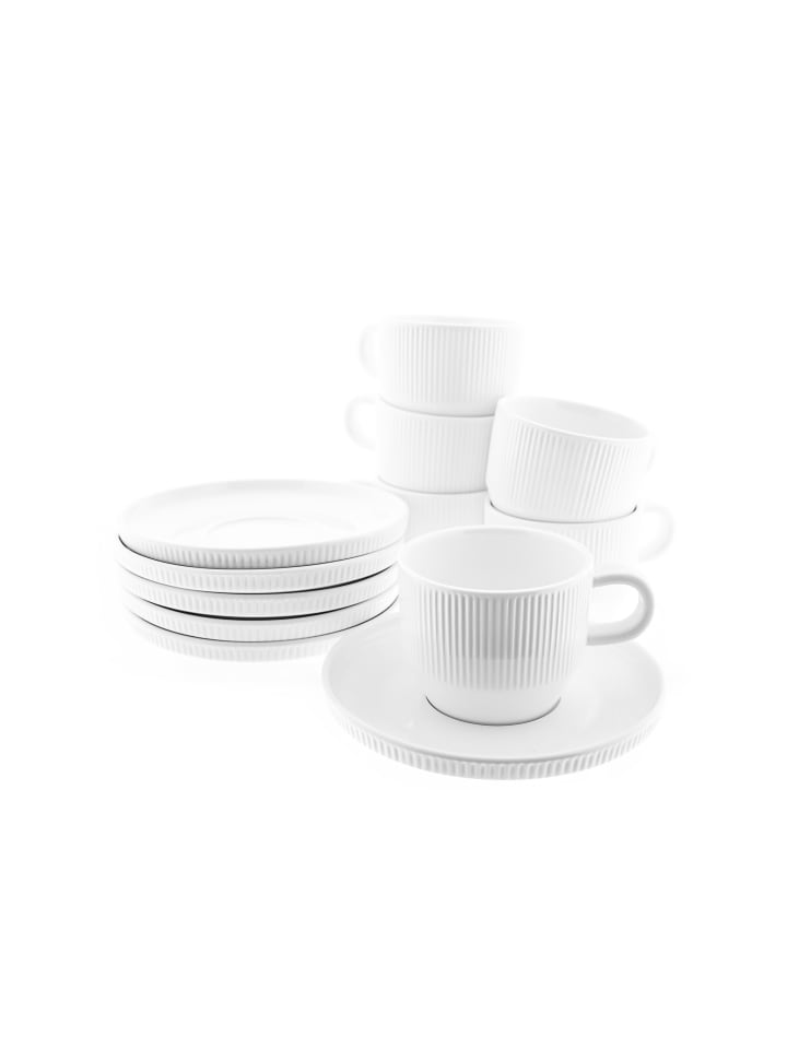 12er Kaffetassen-Set - 200 ml in Weiß