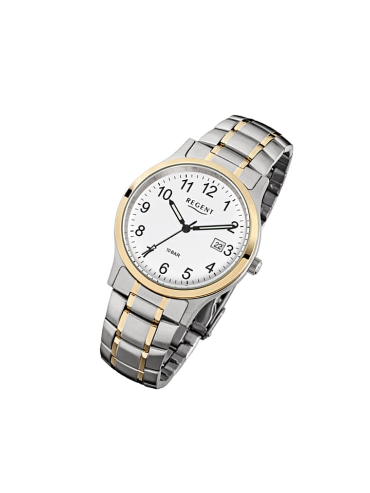 Analog-Armbanduhr Regent Metallarmband gold, silber mittel (ca. 38mm)