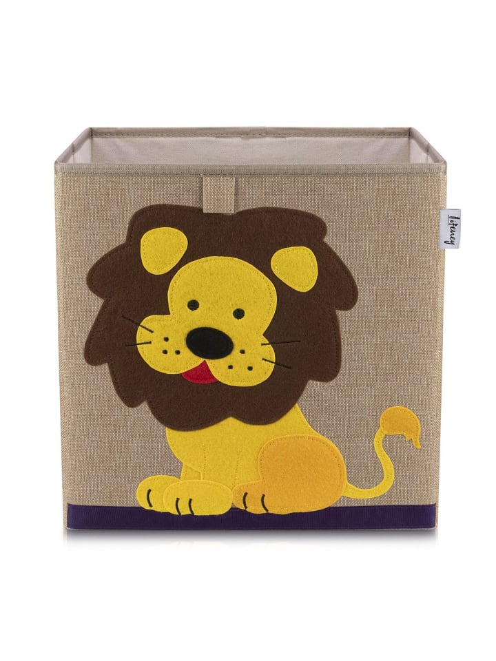 Aufbewahrungsbox Löwe dunkel, 33 x 33 x 33 cm