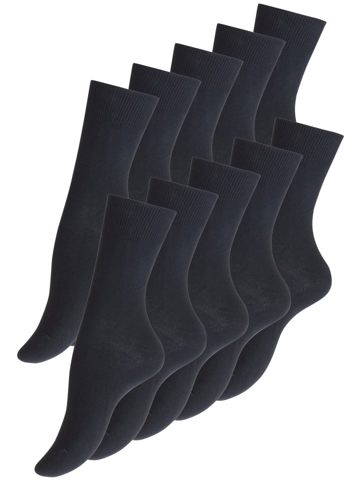 10 Paar Damen Baumwollsocken in Schwarz