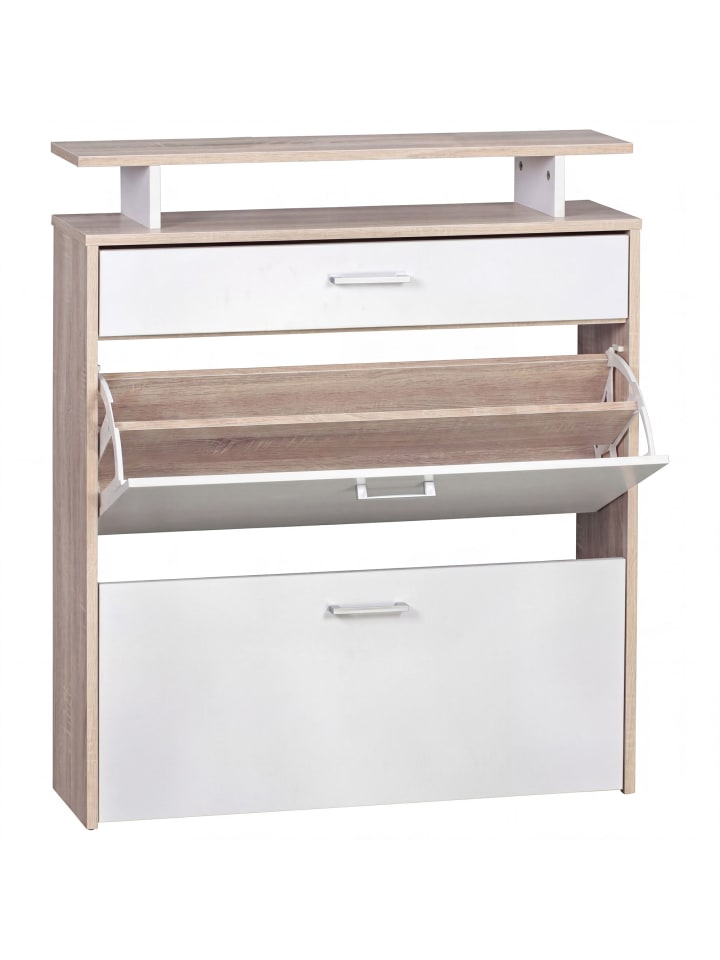 Schuhschrank in Grau / Spanplatte / 80x24x95