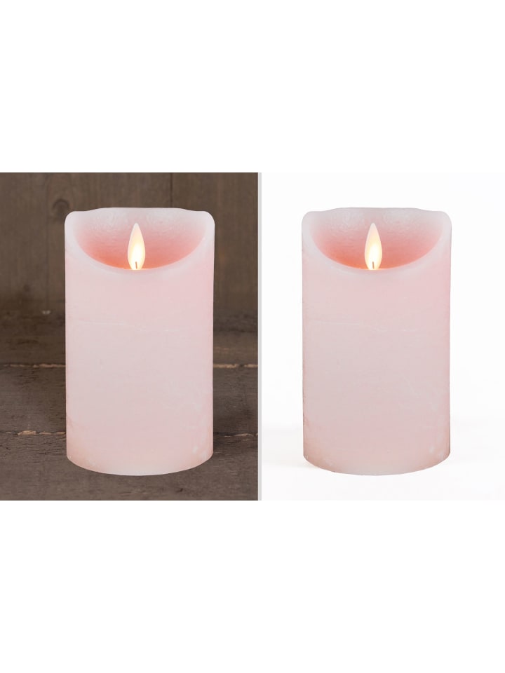 LED Echtwachskerze 12,5cm mit Timer in Rosa