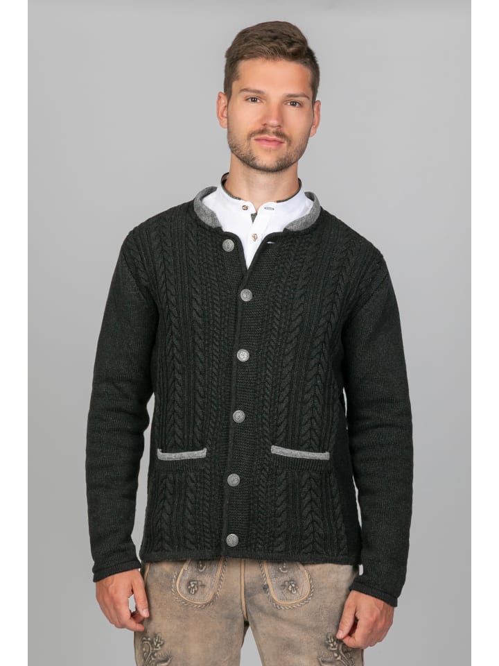 Trachten Strickjacke Jakob Dunkelanthrazit in grau