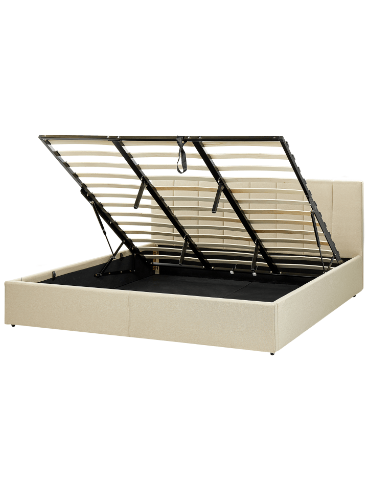2-tlg Doppelbett DREUX in Beige/Schwarz