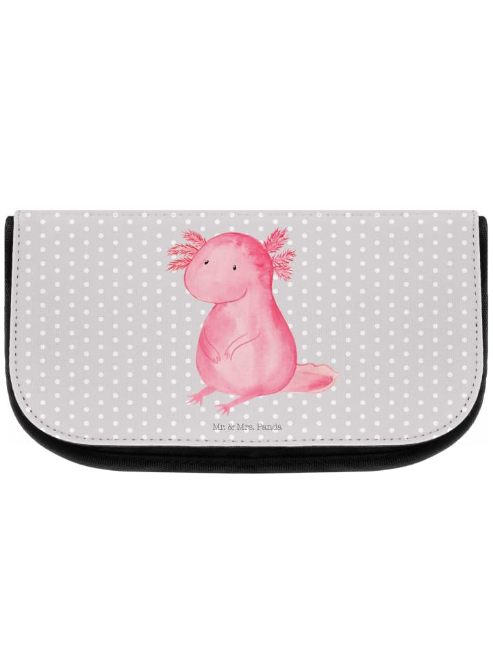 Schminktäschchen Axolotl Niedlich ohne Spruch in Grau Pastell