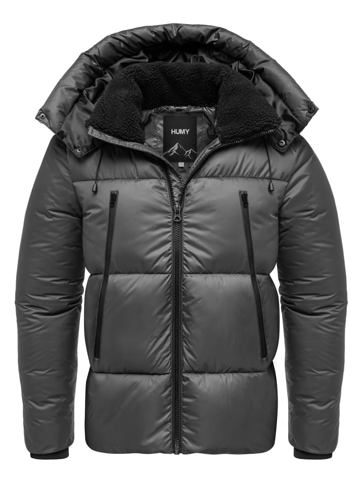 Winterjacke mit Kapuze in Grau