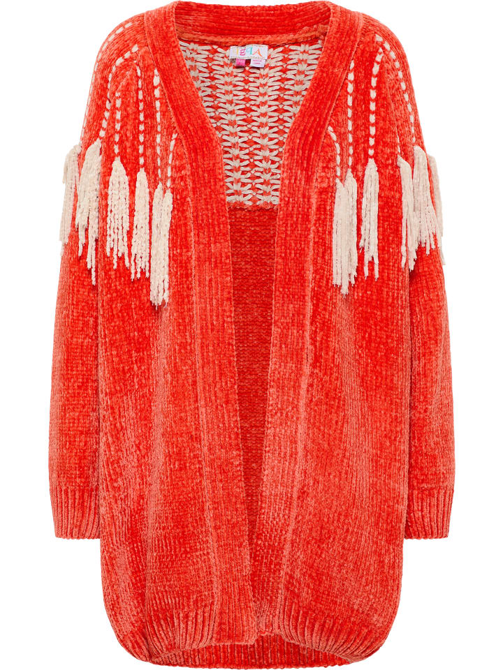 Damen Chenille Cardigan in Orange