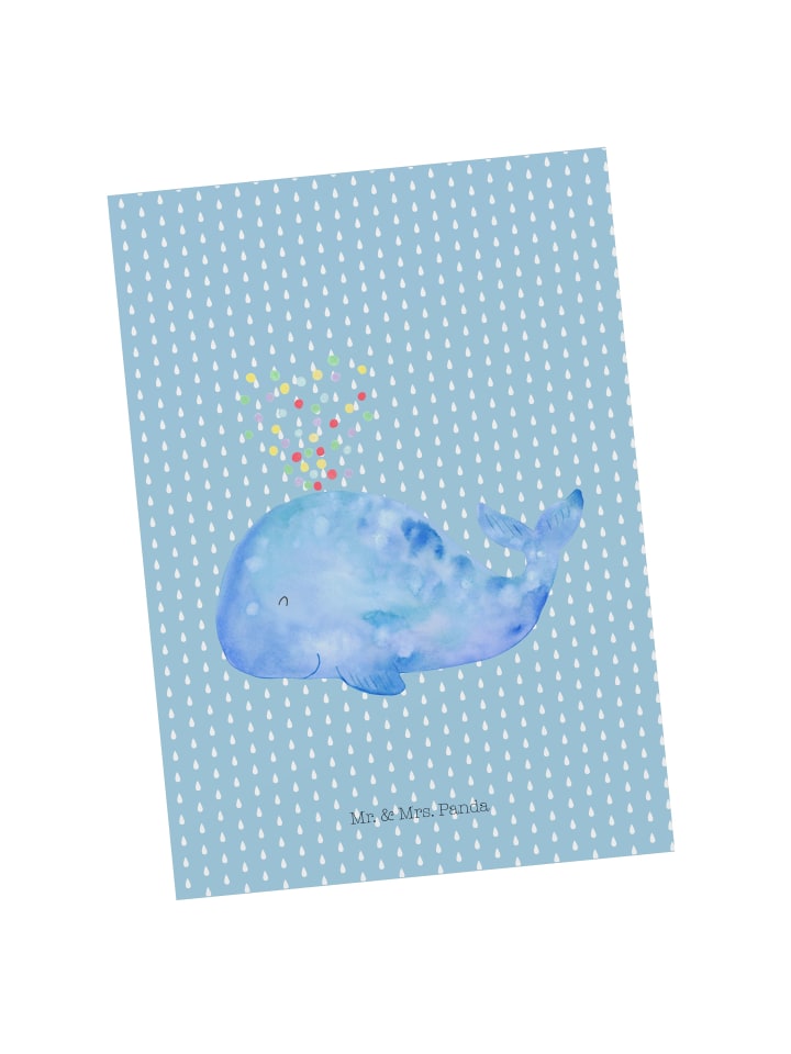 Postkarte Wal Konfetti ohne Spruch in Blau Pastell