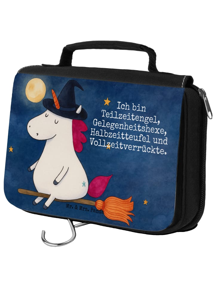 Kosmetiktäschchen Einhorn Hexe Design mit Spruch in Weiß