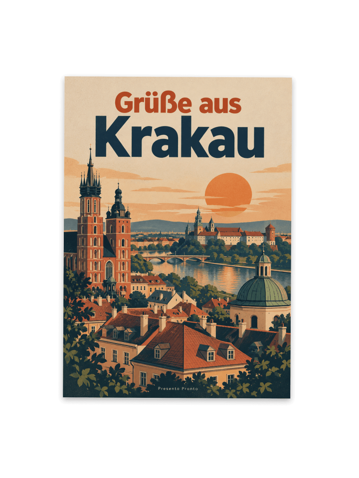 Postkarte Stadt modern Design mit Spruch in Weiß