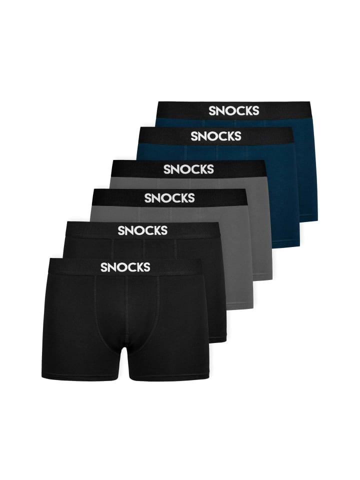 Boxershorts aus Bio-Baumwolle Mix (Schwarz/Grau/Blau) 6 Stück