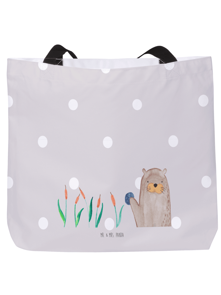 Damen Schultertasche Otter Stein ohne Spruch in Grau Pastell