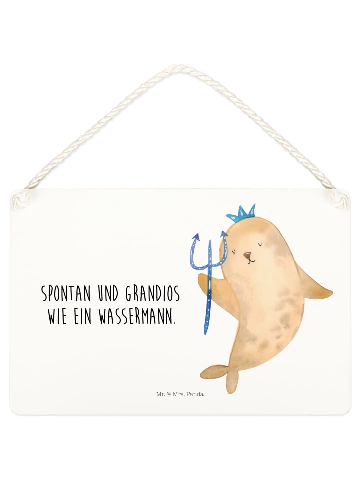 Deko Schild Sternzeichen Wassermann mit Spruch in Weiß