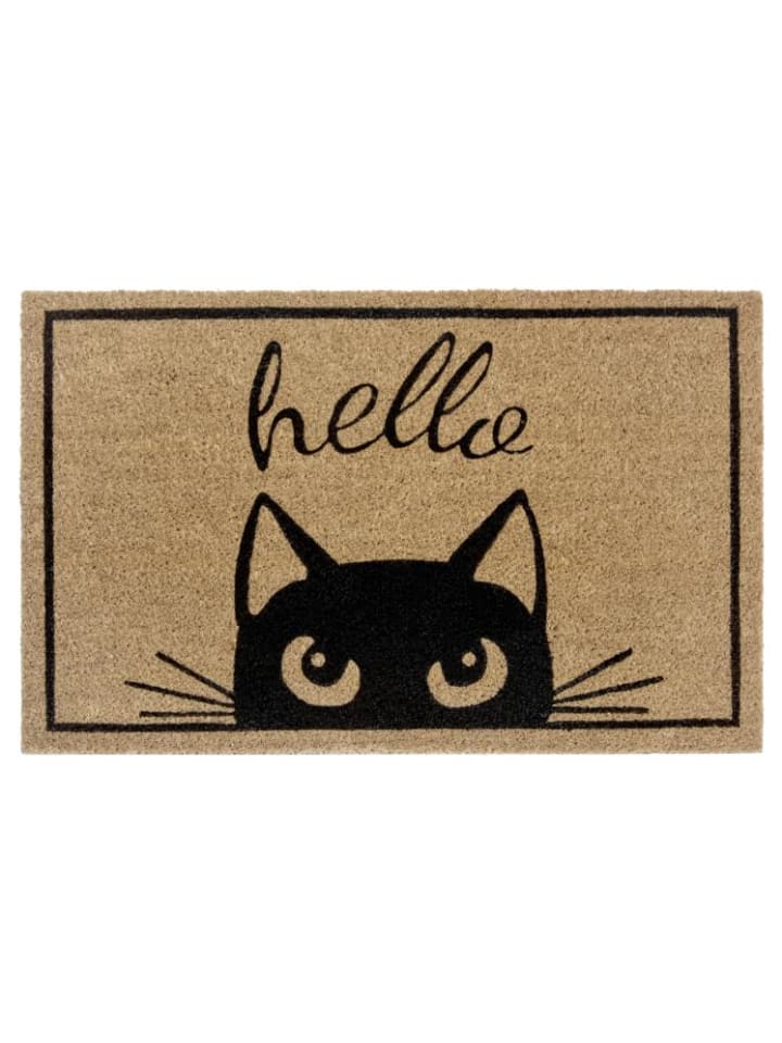 Fußmatte Schauende Katze in Kokos Braun
