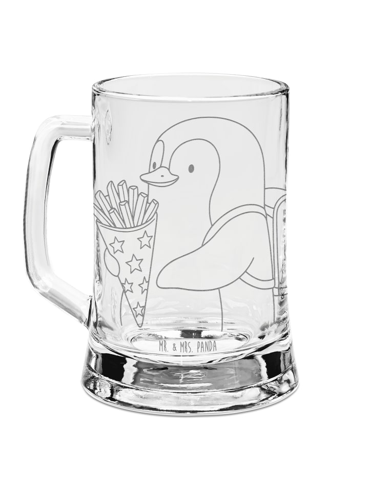 Bierkrug Pinguin Pommestüte ohne Spruch in Transparent
