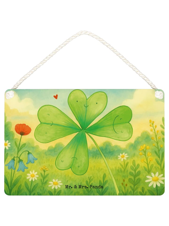 Schild Blume Kleeblatt Design ohne Spruch in Weiß