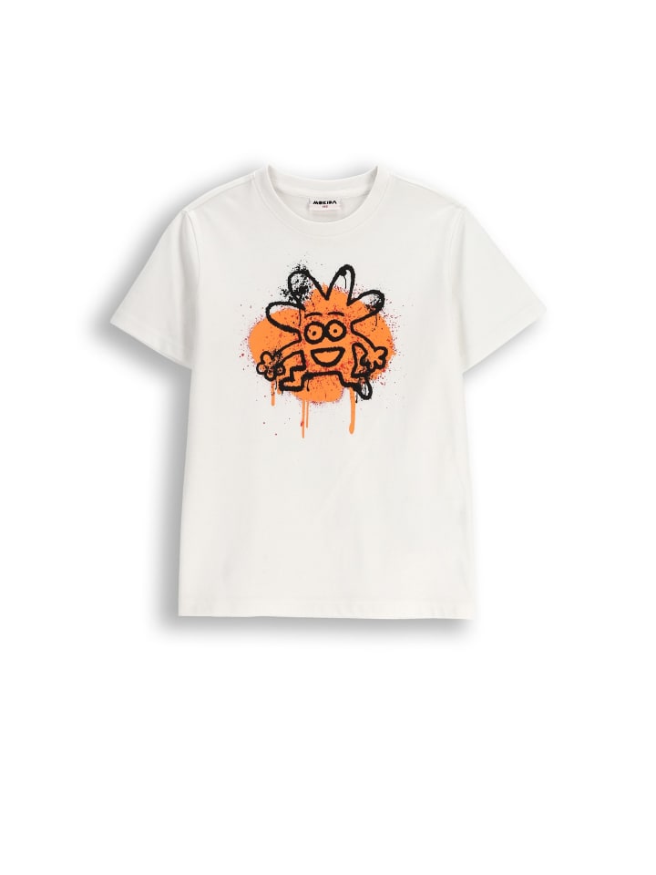 Baumwoll-T-Shirt mit kurzen Ärmeln in weiß