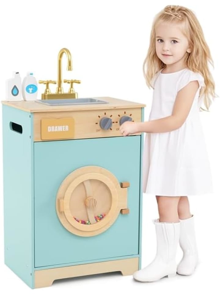 Kinder Waschmaschine Holz in Blau