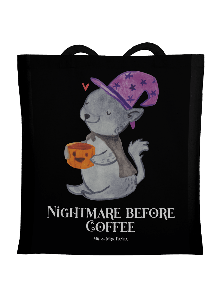 Tasche Kater Kaffee mit Spruch in Schwarz