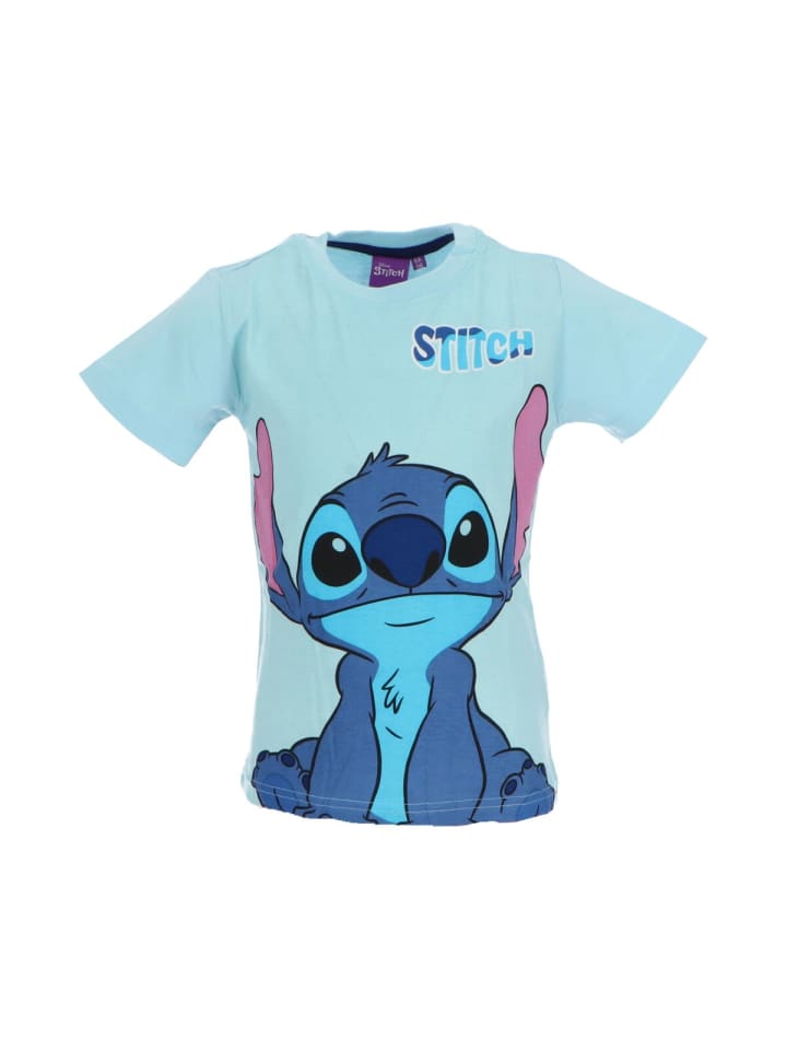 Lilo & Stitch Kinder T-Shirt mit Print aus Baumwolle kurzarm in Hellblau