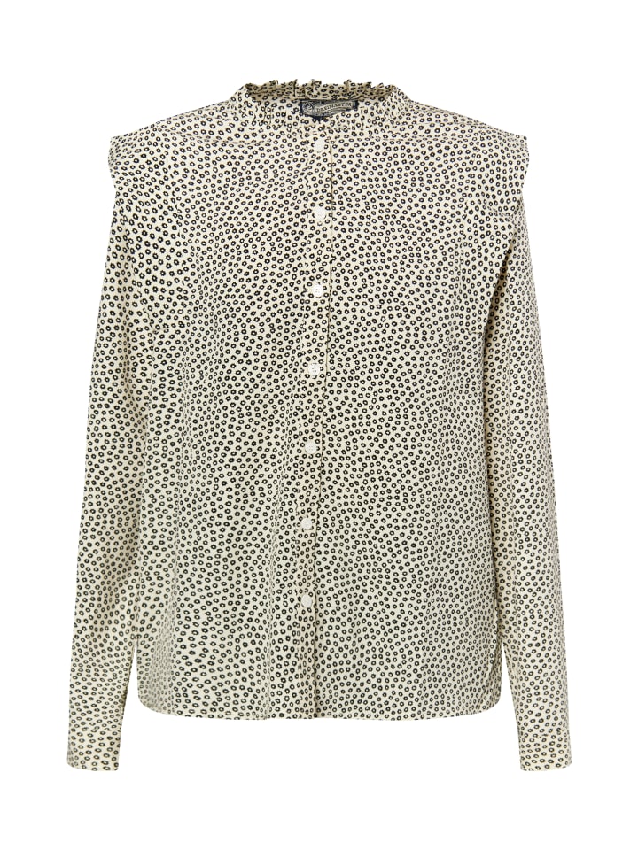 Damen Langarmbluse in Beige Schwarz