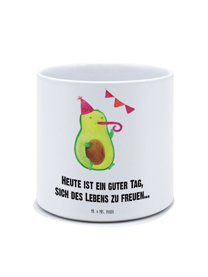Kübel für Pflanzen Avocado Party mit Spruch in Weiß