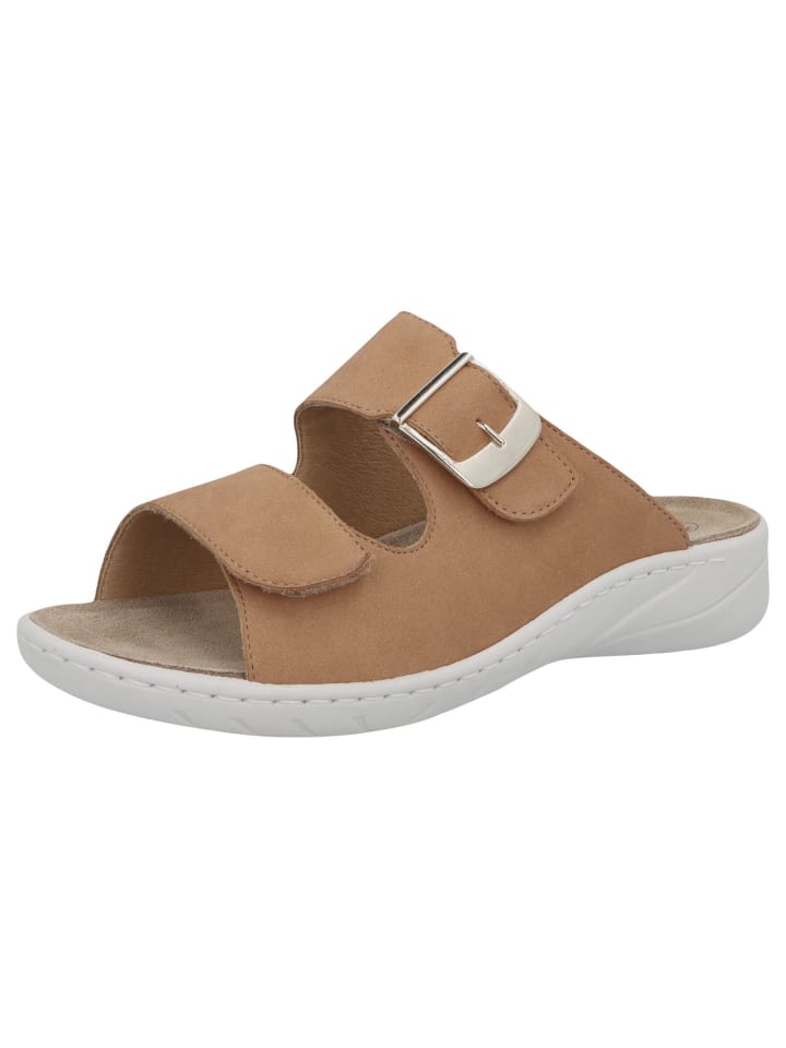 Damen Pantoletten Wellness Spezial - Weite G in Braun