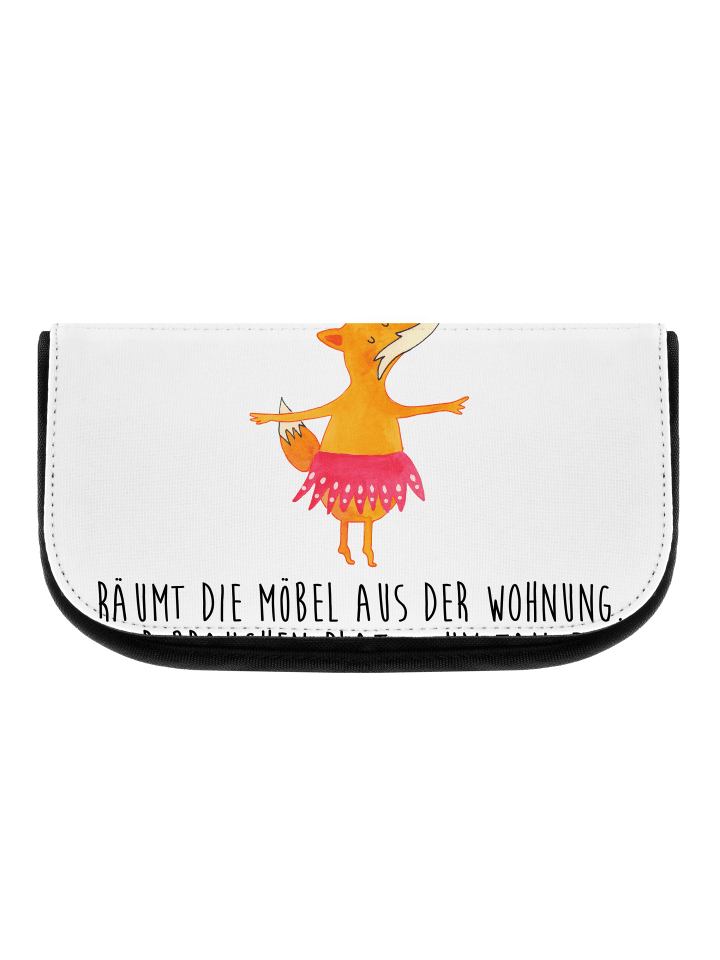 Schminktasche Fuchs Ballerina mit Spruch in Weiß