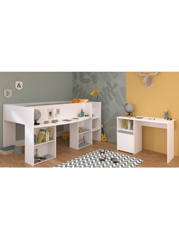 Kinderzimmer Set 2-tlg. mit Schreibtisch und Hochbett 90 x 200