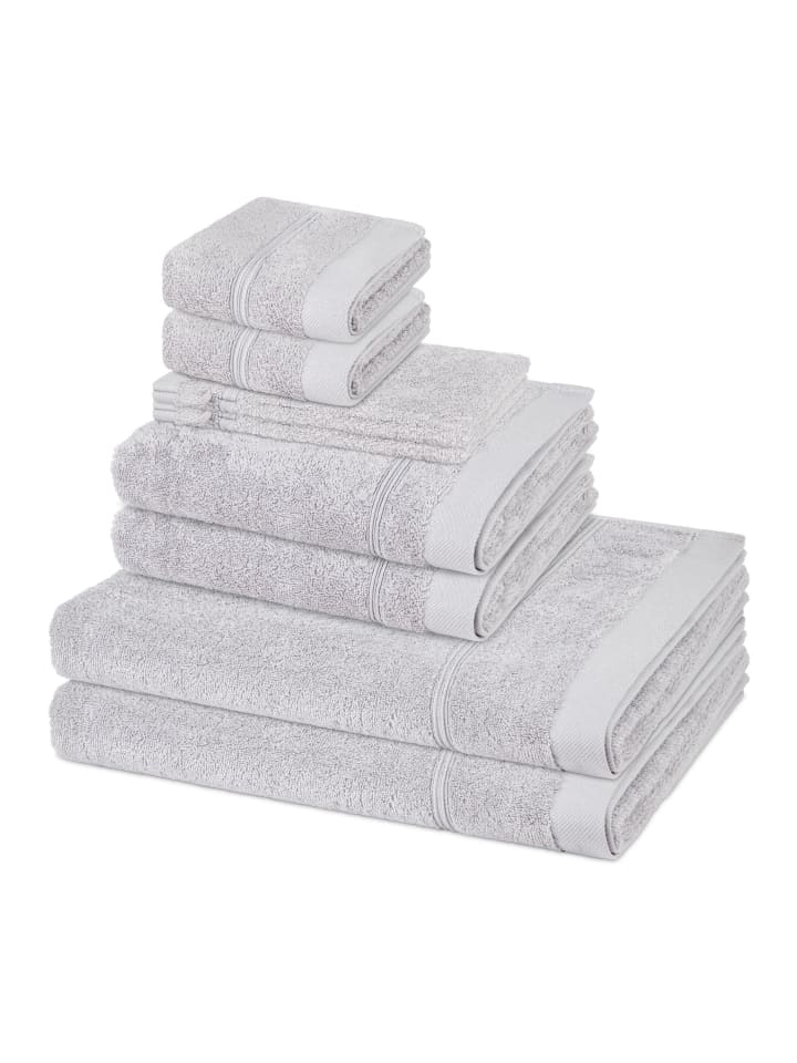 2 X Wasch- 2 X Gäste- 2 X Dusch- 2 X Handtuch im Set Rubin in Granit