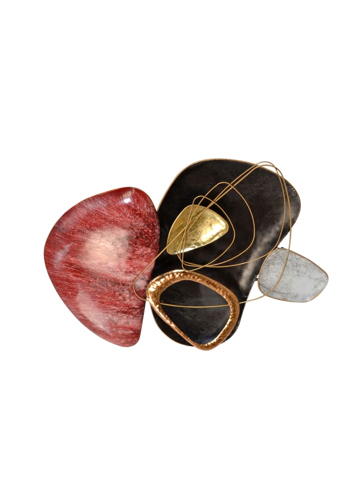 Wanddekoration Eddi in rot/gold/schwarz
