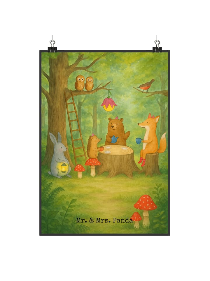 Wandbild Waldtiere Picknick Design ohne Spruch in Weiß