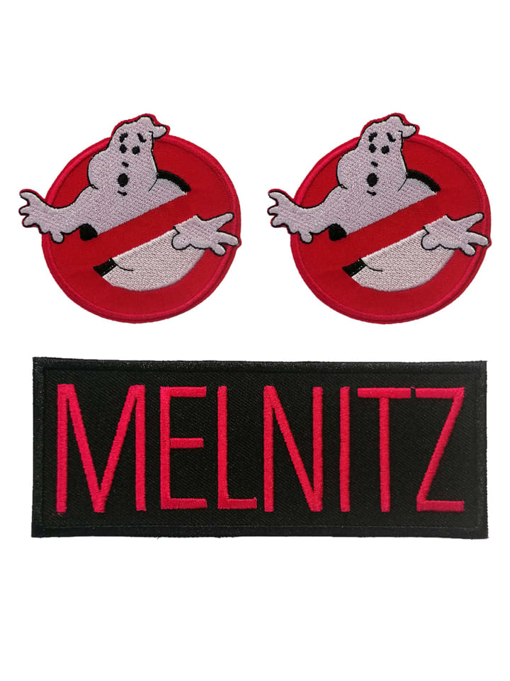 Ghostbuster Set 3 Stück Melnitz Logo FilmApplikation Bügelbild inRot