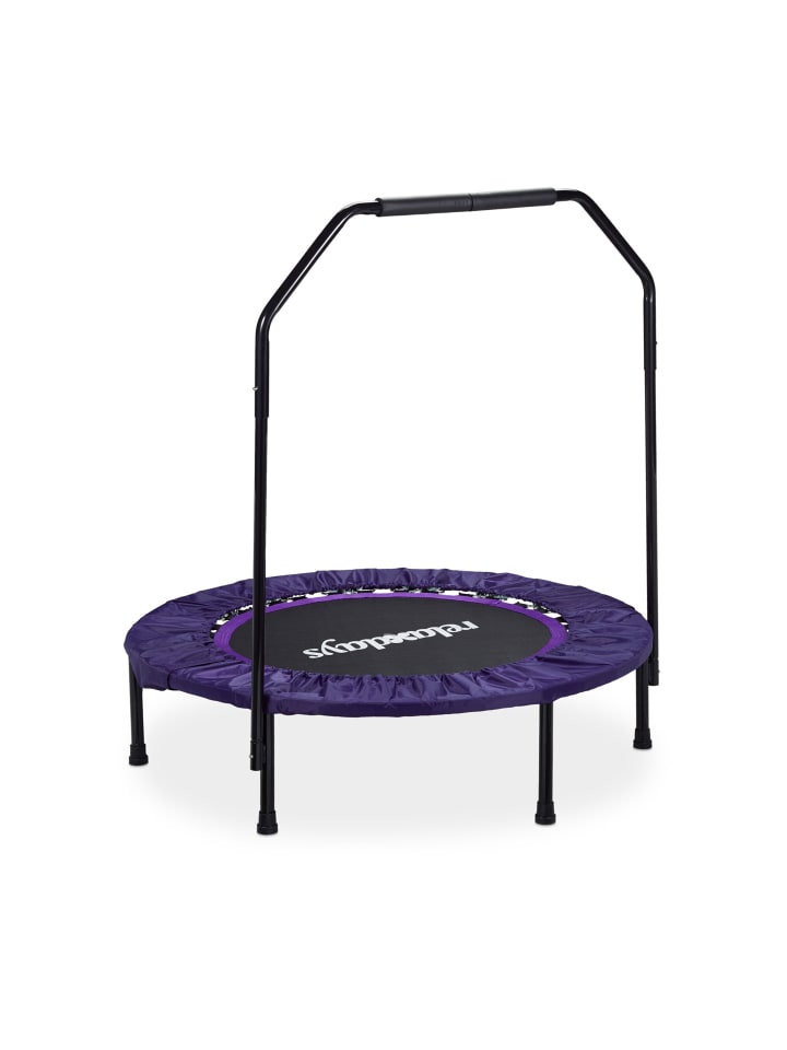 Trampolin mit Haltestange in Schwarz-Lila - Ø 102 cm