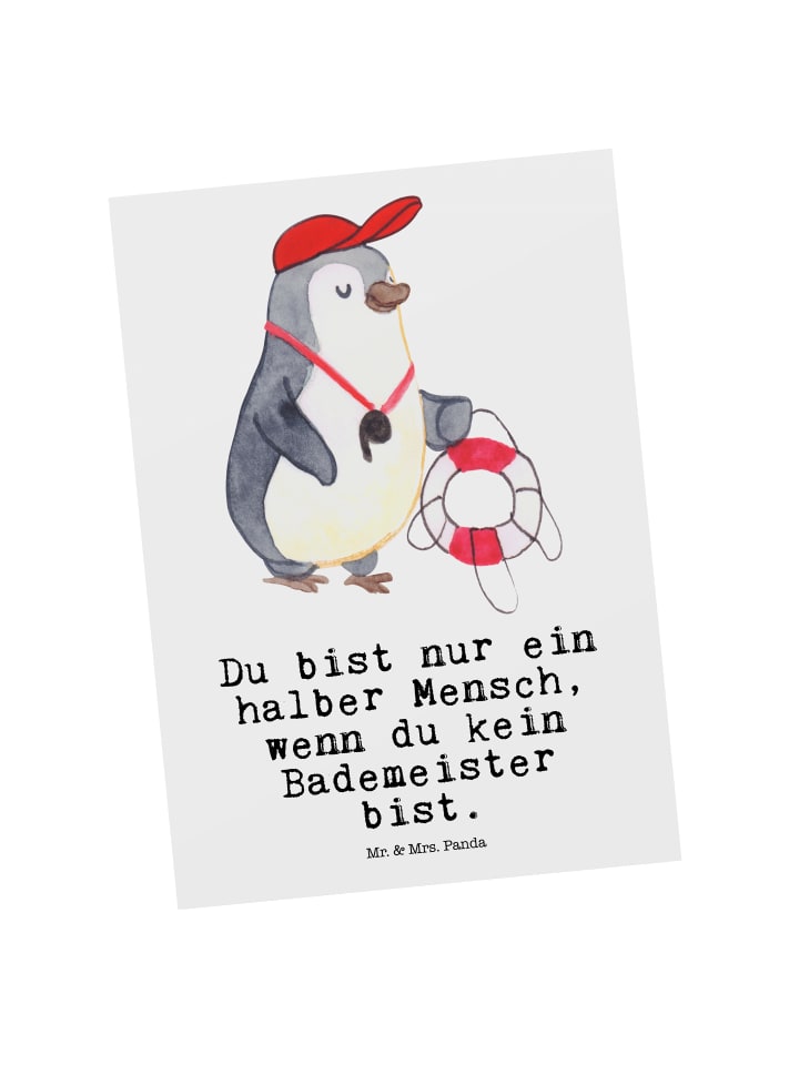 Postkarte Bademeister Herz mit Spruch in Weiß