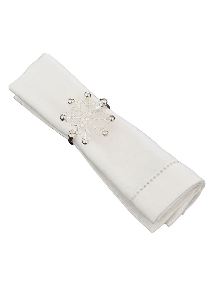 Serviettenring-Set, Schneeflocke, 2 Stück in Silbern, 5,5 x 4,5 x 5 cm