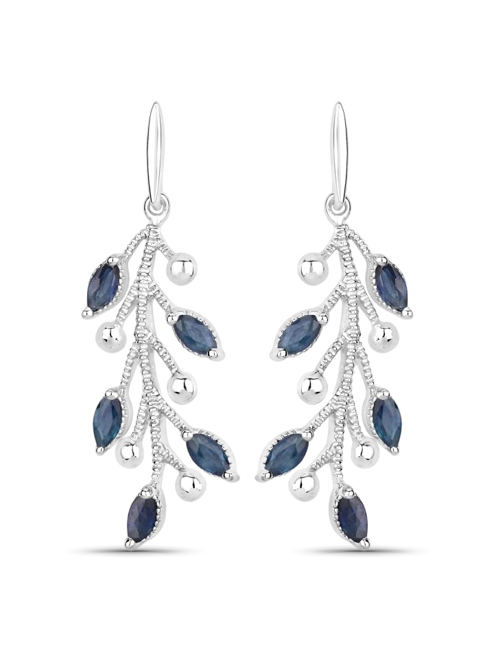 Ohrhänger Floral aus Sterling Silber mit Saphir in silber