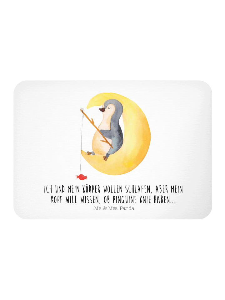 Magnet Pinguin Mond mit Spruch in Weiß